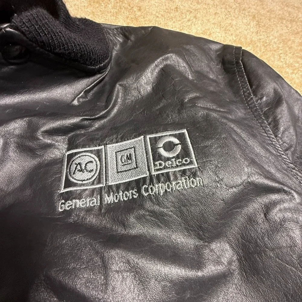 Vintage 80s Butwin Leather Jacket Mens L Black GM Goodwrench Union Made in USA‎